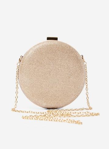 Dorothy Perkins Gold Round Box Clutch Bag