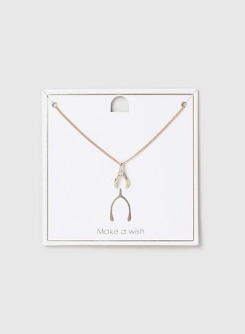Dorothy Perkins Gold Rhinestone Wishbone Necklace