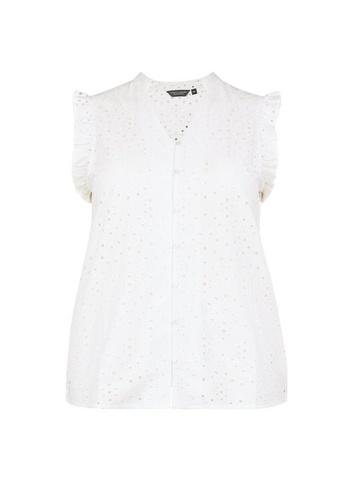 Dorothy Perkins *dp Curve White Broderie Button Shirt