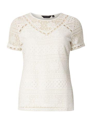 Dorothy Perkins Ivory Mixed Lace T-shirt