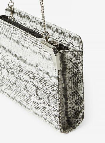 Dorothy Perkins Black Snake Print Metal Corner Boxy Clutch Bag