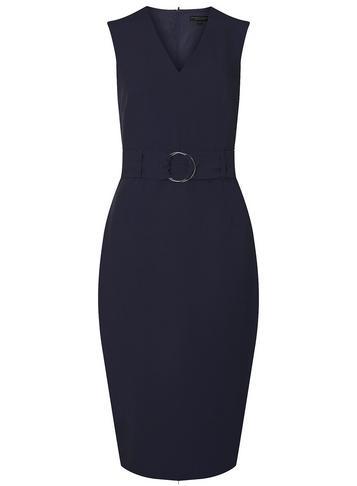 Dorothy Perkins *tall Navy V-neck Belted Pencil Dress