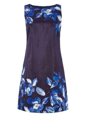 Dorothy Perkins *roman Originals Navy Floral Border Print Shift Dress