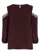 Dorothy Perkins Mulberry Cold Shoulder Top