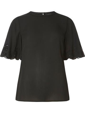 Dorothy Perkins Black Cutwork Sleeve T-shirt
