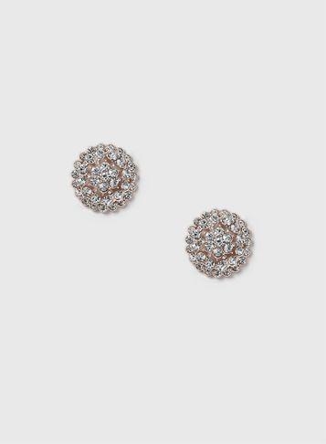 Dorothy Perkins Rose Gold Rhinestone Dome Stud Earrings