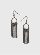 Dorothy Perkins Gunmetal Hoop And Chain Drop Earrings