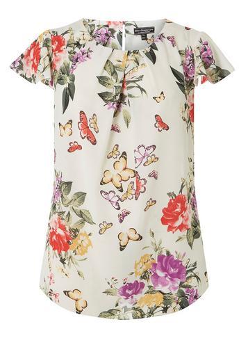 Dorothy Perkins *billie & Blossom Curve Ivory Floral Shell Top