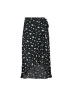 Dorothy Perkins Black Floral Print Midi Wrap Skirt