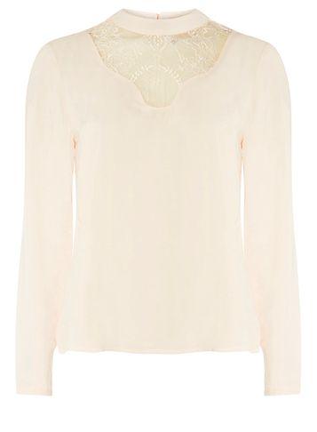 Dorothy Perkins *vila Peach Lace Yolk Blouse