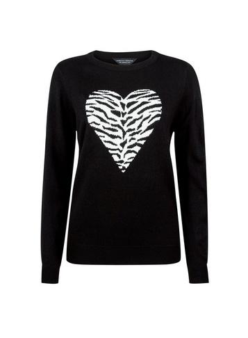 Dorothy Perkins Black Zebra Print Heart Jumper