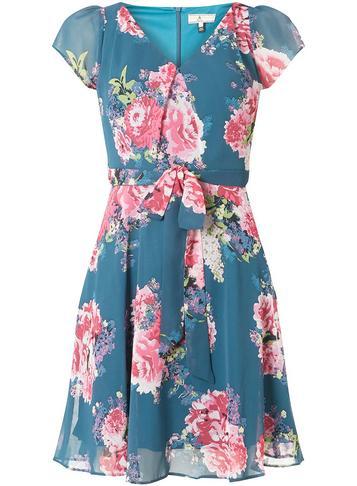 Dorothy Perkins *billie & Blossom Petite Teal Chiffon Skater Dress