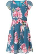 Dorothy Perkins *billie & Blossom Petite Teal Chiffon Skater Dress