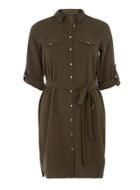 Dorothy Perkins Khaki Collar Shirt Dress