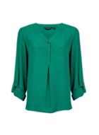 Dorothy Perkins Green Roll Sleeve Blouse