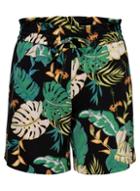 *only Black Tropical Print Shorts