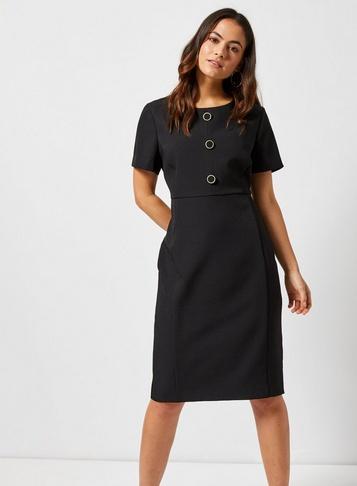 Dorothy Perkins Petite Black Button Dress