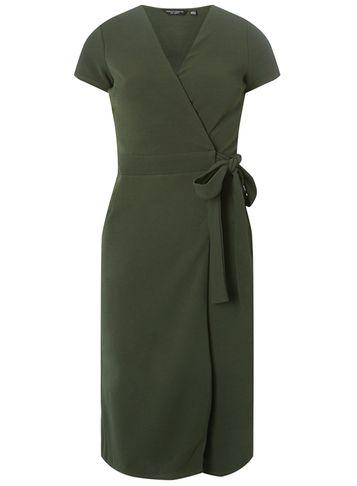 Dorothy Perkins Khaki Crepe Wrap Dress