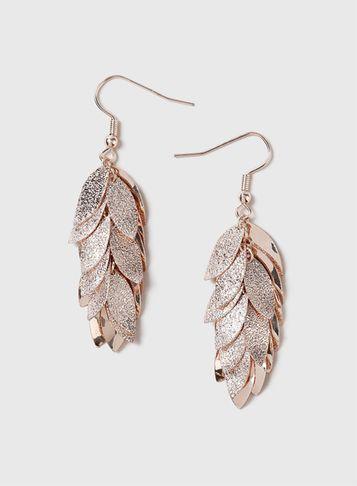 Dorothy Perkins Rose Gold Sandblast Drop Earrings