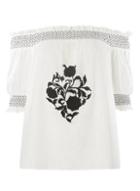 Dorothy Perkins White Embroidered Shirred Top