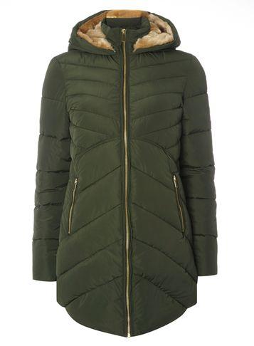 Dorothy Perkins *tall Green Chevron Padded Coat
