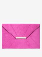 Dorothy Perkins Magenta Suedette Envelope Clutch Bag