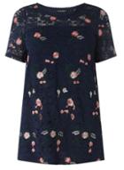 Dorothy Perkins Dp Curve Navy Embroidered Lace T-shirt