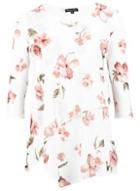 Dorothy Perkins *izabel London White Floral Print Hanky Hem Top