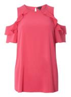 Dorothy Perkins Pink Cold Shoulder Ruffle Top