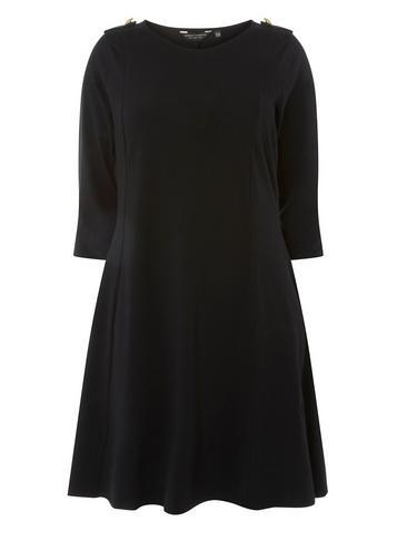 Dorothy Perkins *dp Curve Black Shoulder Button Skater Dress