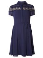 Dorothy Perkins Navy Fit And Flare Shirt Dress