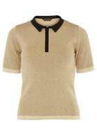 Dorothy Perkins Gold Sparkle Knitted Polo Top