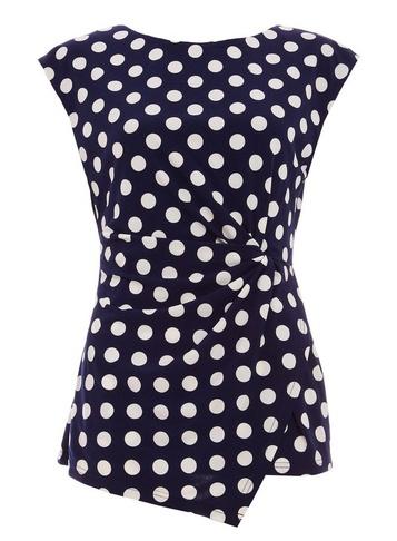 *quiz Navy And Cream Polka Dot Top
