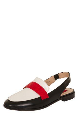 Dorothy Perkins *london Rebel Black And White Slingback Loafers