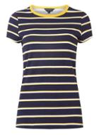 Dorothy Perkins Navy And Ochre Striped T-shirt
