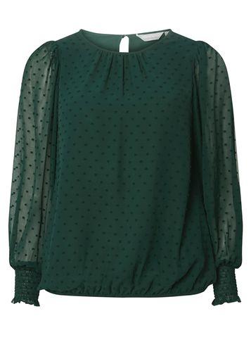Dorothy Perkins Petite Green Shirred Cuff Blouse