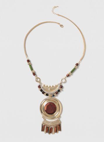 Dorothy Perkins Gold Wood Pendant Necklace