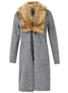 Dorothy Perkins *izabel London Grey Faux Fur Collar Cardigan