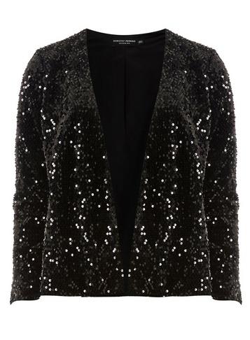 Dorothy Perkins *black Sequin Velvet Blazer