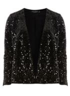 Dorothy Perkins *black Sequin Velvet Blazer