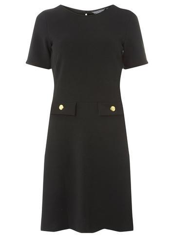 Dorothy Perkins *tall Black Button Detail Skater Dres
