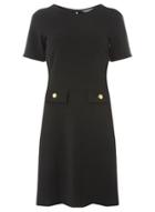 Dorothy Perkins *tall Black Button Detail Skater Dres