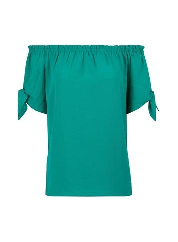 Dorothy Perkins Green Tie Sleeve Bardot Top