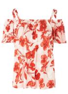 Dorothy Perkins Blush Floral Self-tie Cold Shoulder Top