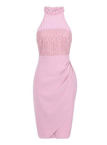 Dorothy Perkins *paper Dolls Pink Lace Bodice Wrap Dress