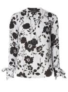 Dorothy Perkins Grey Floral Collarless Shirt