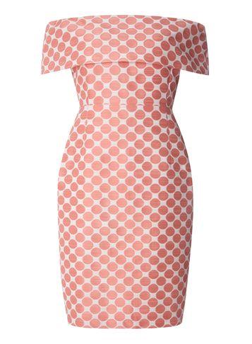 Dorothy Perkins Coral Jacquard Spotted Pencil Dress
