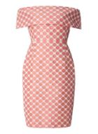 Dorothy Perkins Coral Jacquard Spotted Pencil Dress