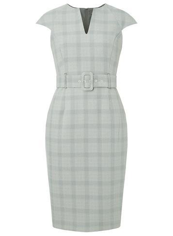 Dorothy Perkins Grey Checked Belted Pencil Dress