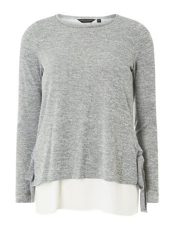Dorothy Perkins Grey Tie Side Two-in-one Top